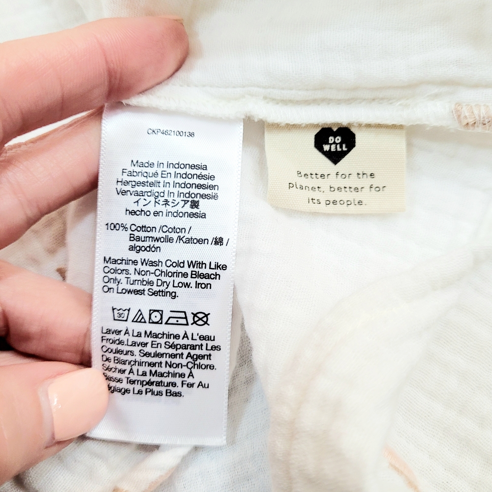 MADEWELL Embroidered Lightspun Ruffle Sleeve Henley Top White Neutral M - Picture 9 of 10